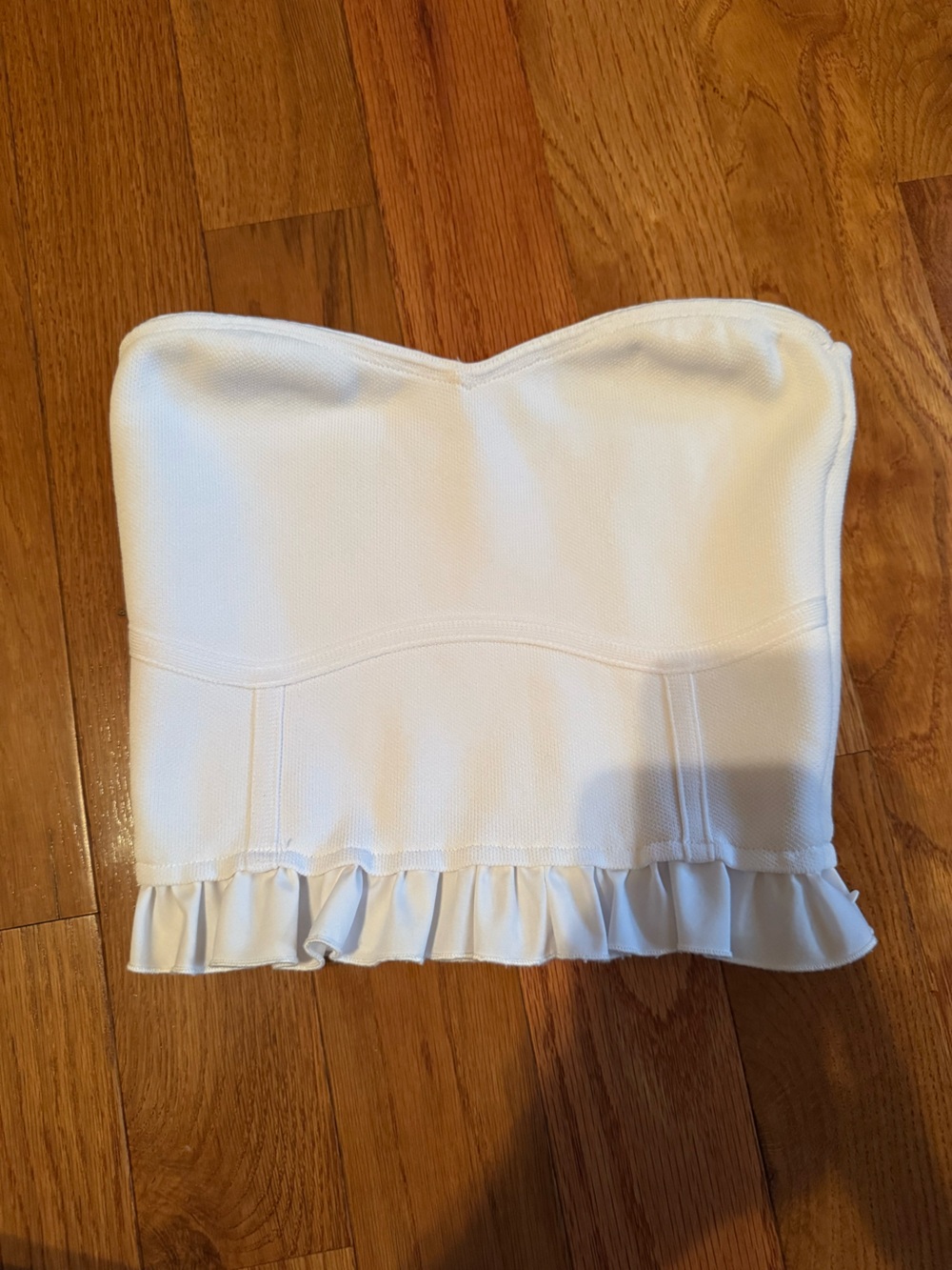 Altar'd State Kids White Strapless Ruffle-Trim Top